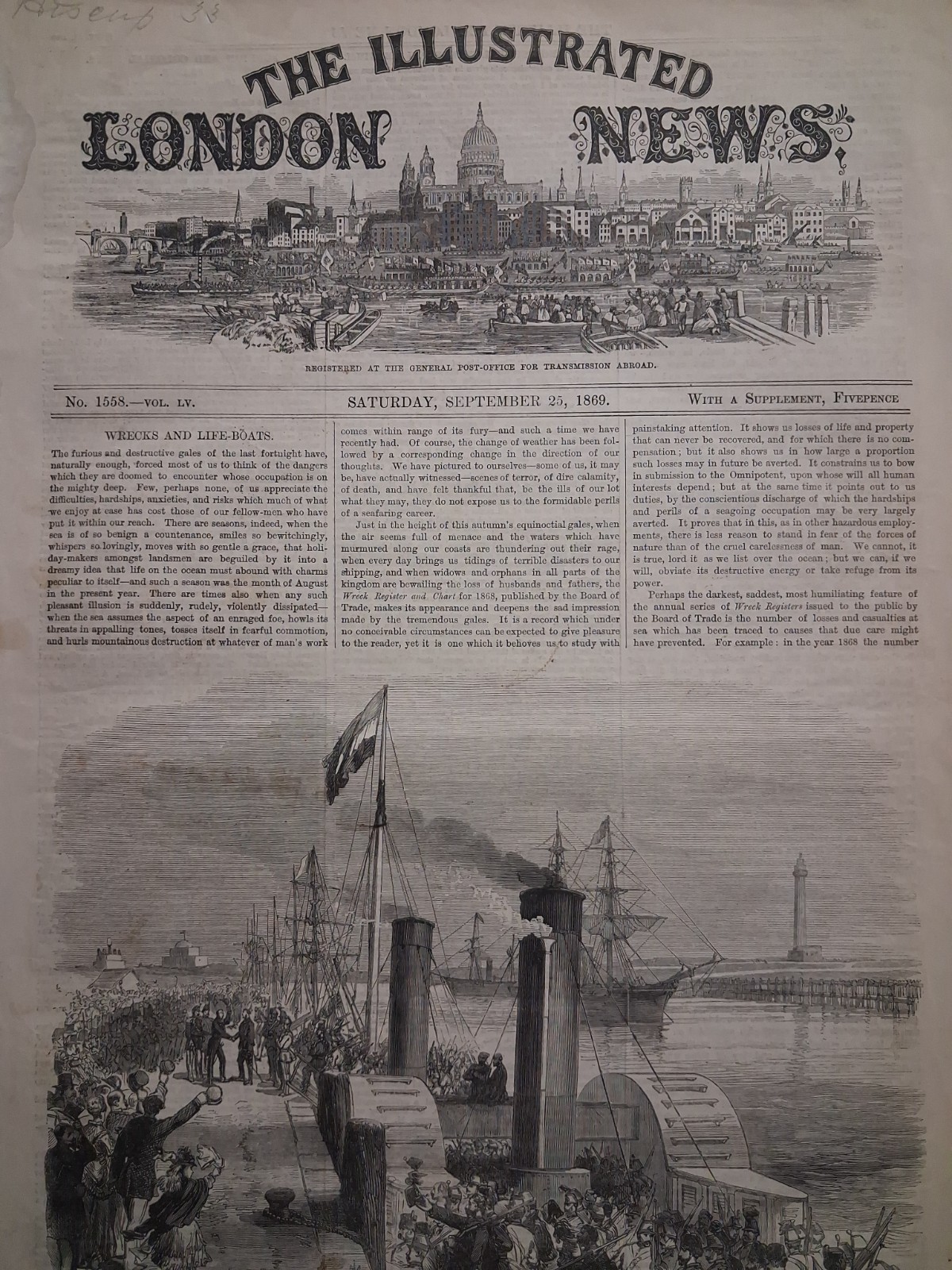 1869 THE ILLUSTRATED LONDON NEWS Sept 25 1869 THE ILLUSTRATED LONDON NEWS Sept 25