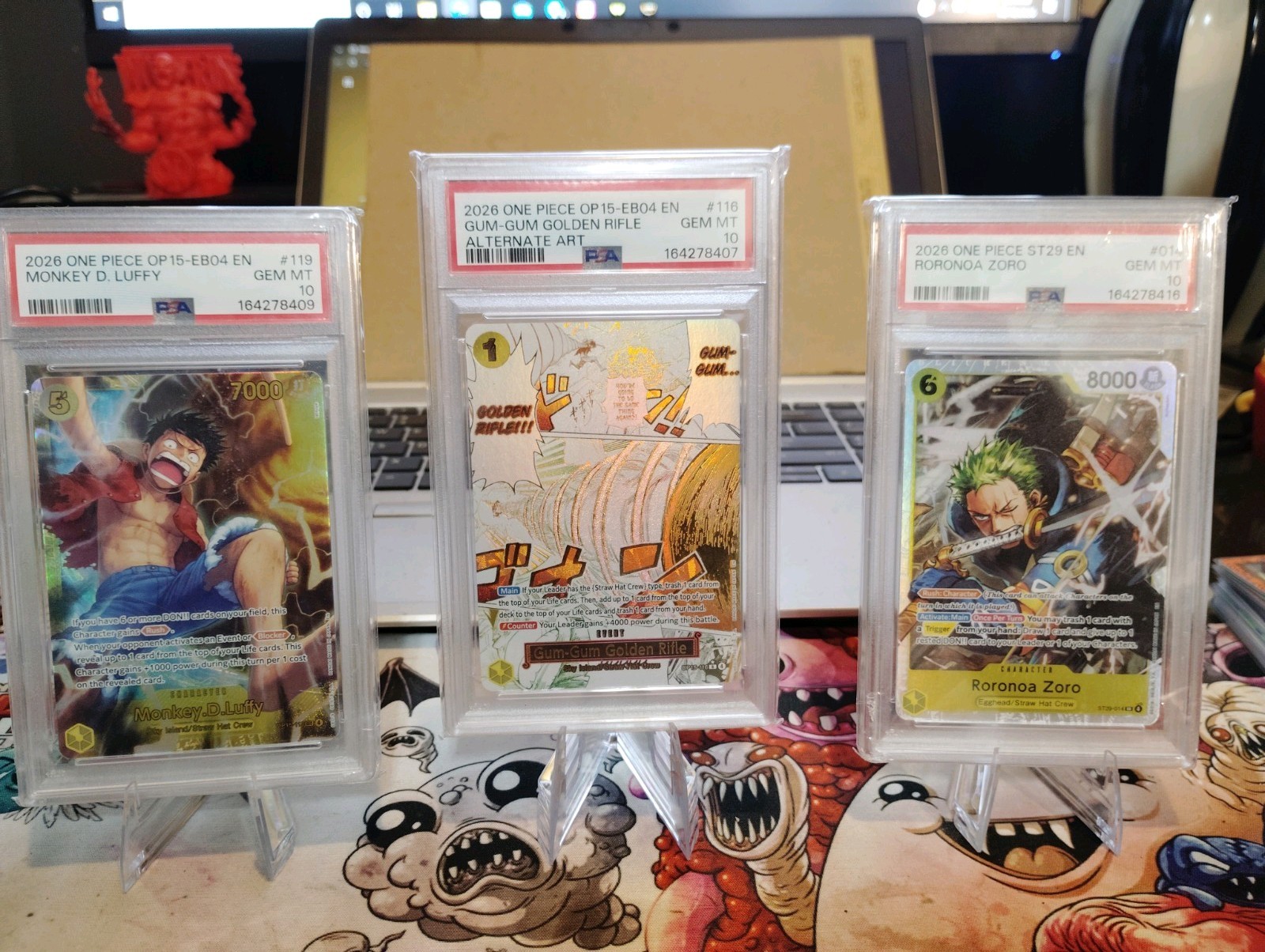 One Piece Psa 10 3 Card Lot (Event Manga Alt Art) (Luffy SEC)(Zoro SR)