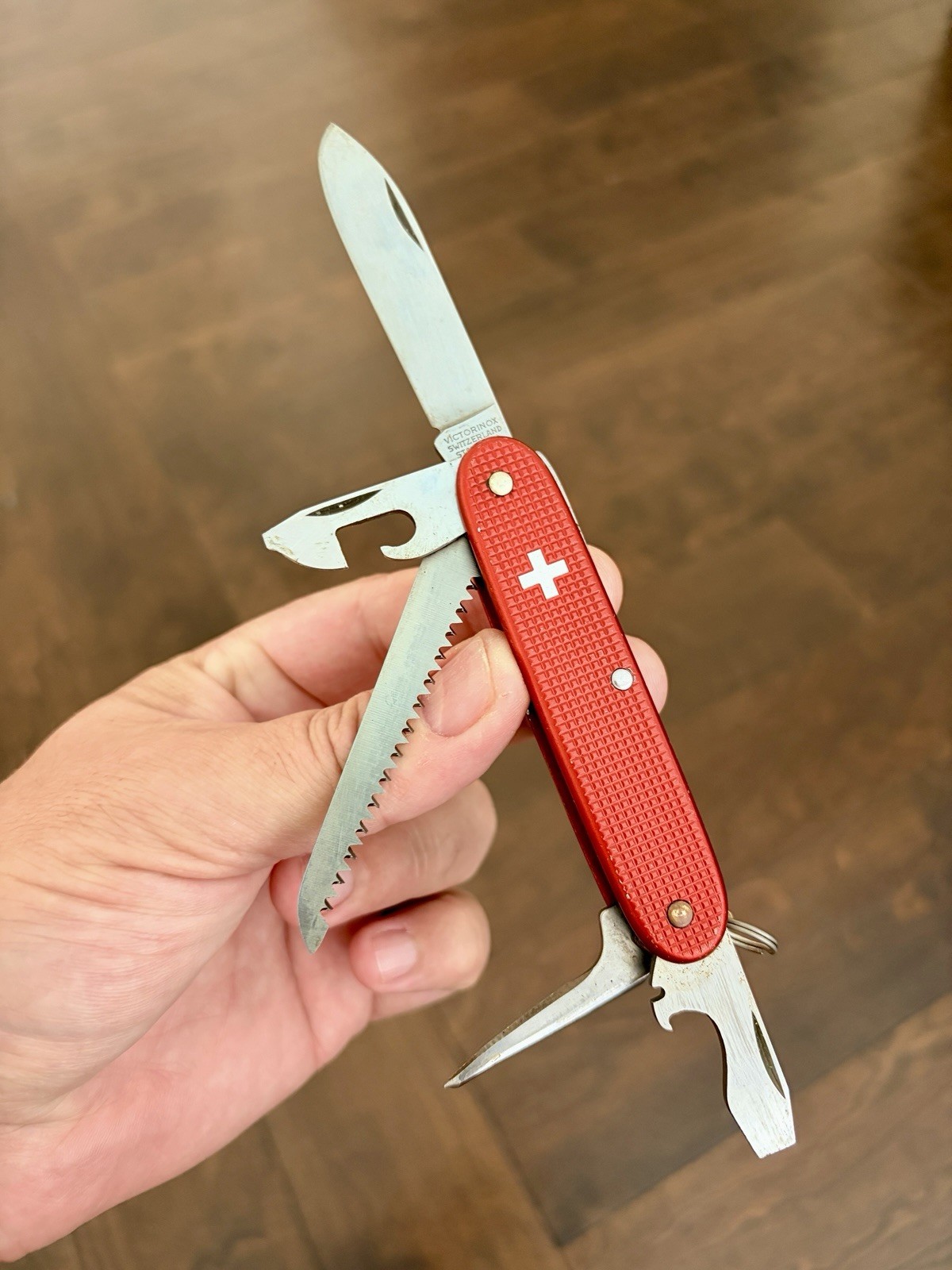 Rare - Victorinox Farmer Alox Red Old Cross Swiss Army Knife