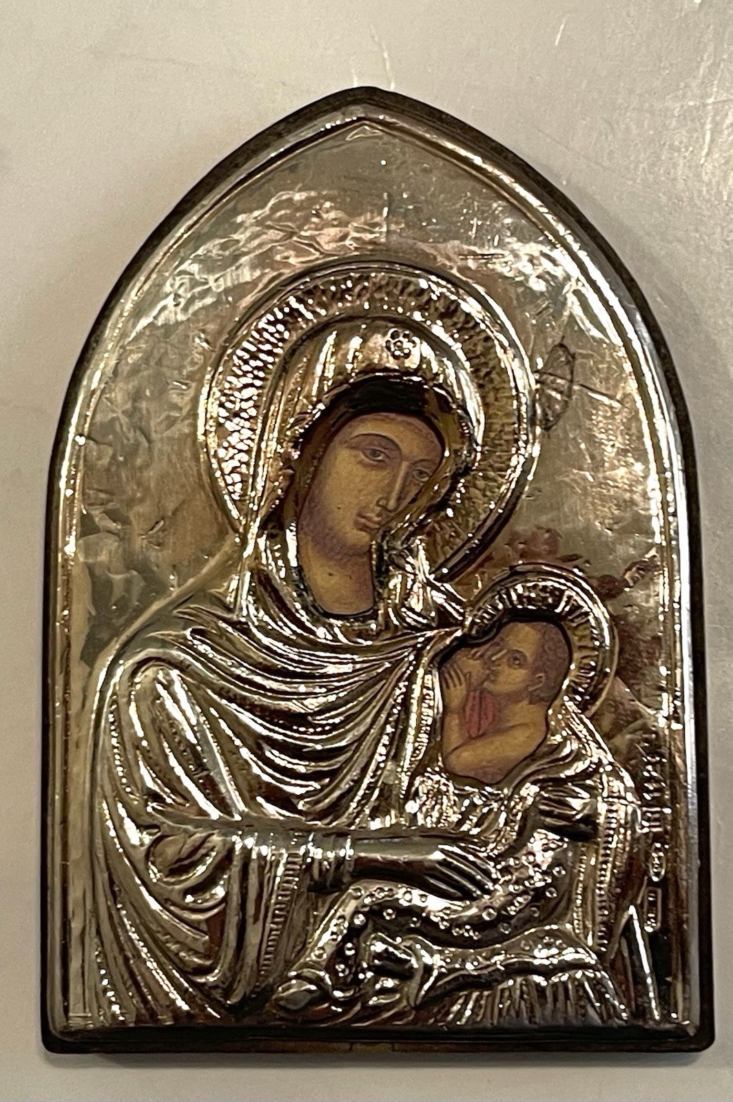 Vintage Sterling Silver, Russian Icon, Mother Of God And Jesus ￼