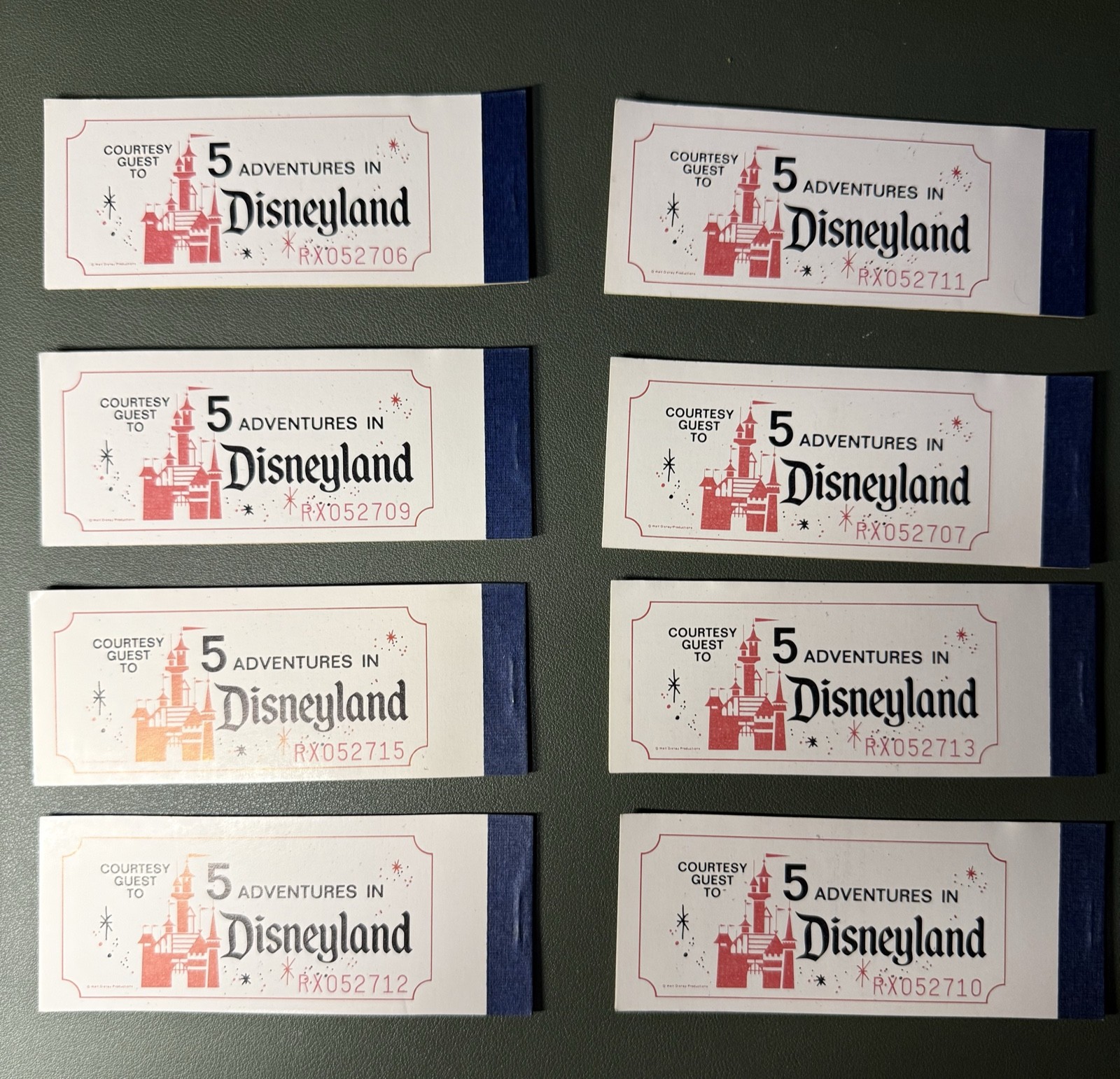 1978 Disneyland Courtesy Guest Ticket Book 5 Adventures A B C D Coupons No E