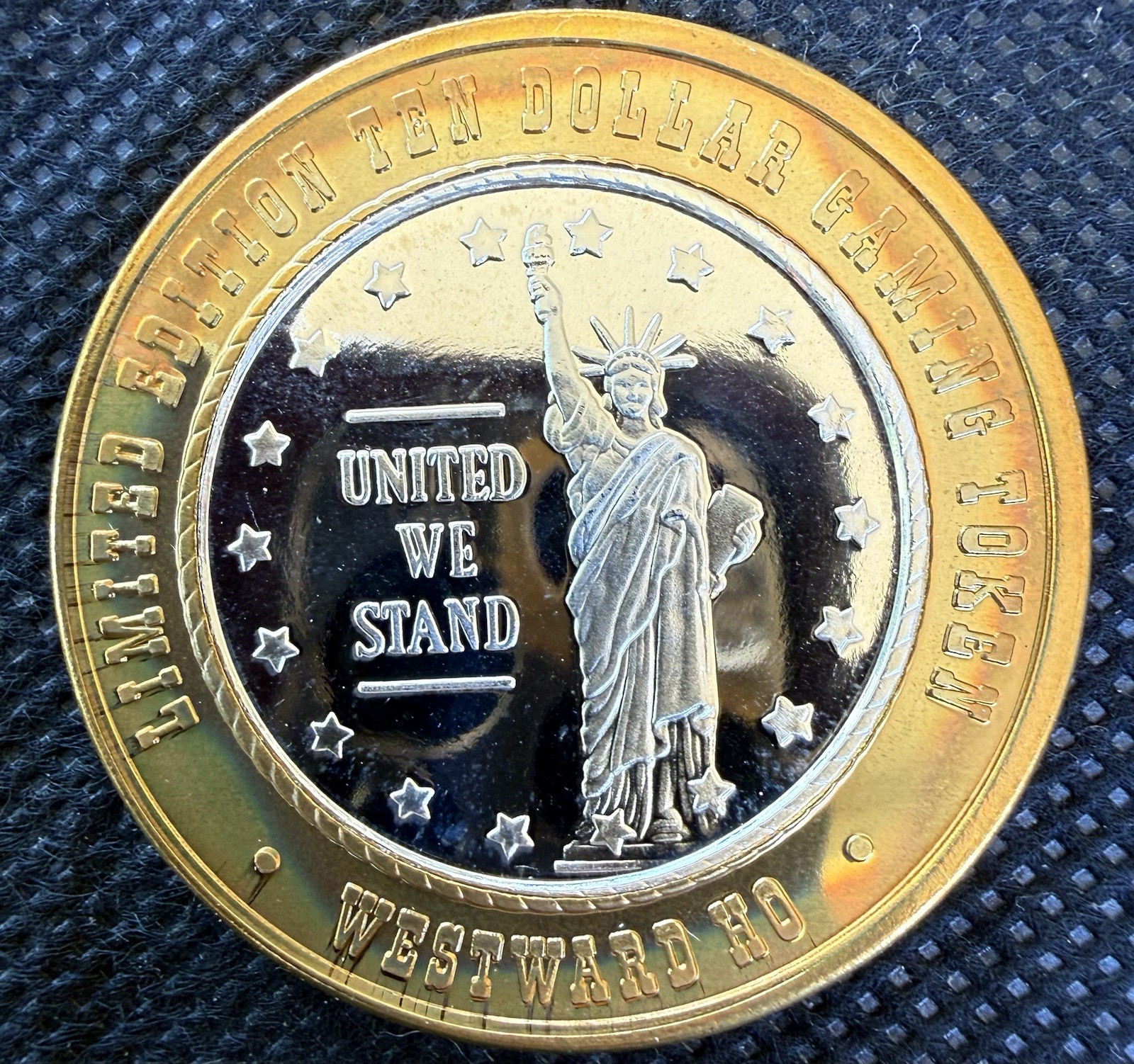 ⭐️WESTWARD HO UNITED WE STAND CASINO Limited Edition 999% .6 Oz Pure Silver StrK