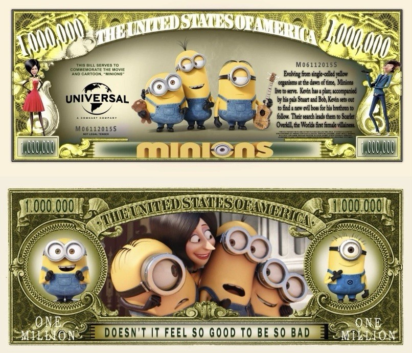40 Pack Minions Money Animation Collectible Novelty 1 Million Dollar Bills