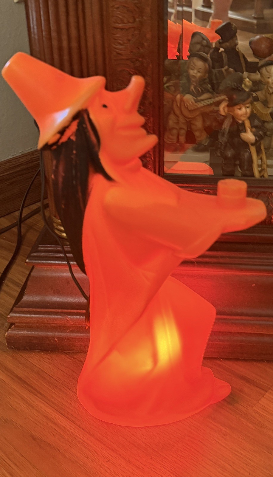 TICO VINTAGE ORANGE WITCH BLOW MOLD LIGHT HALLOWEEN 13