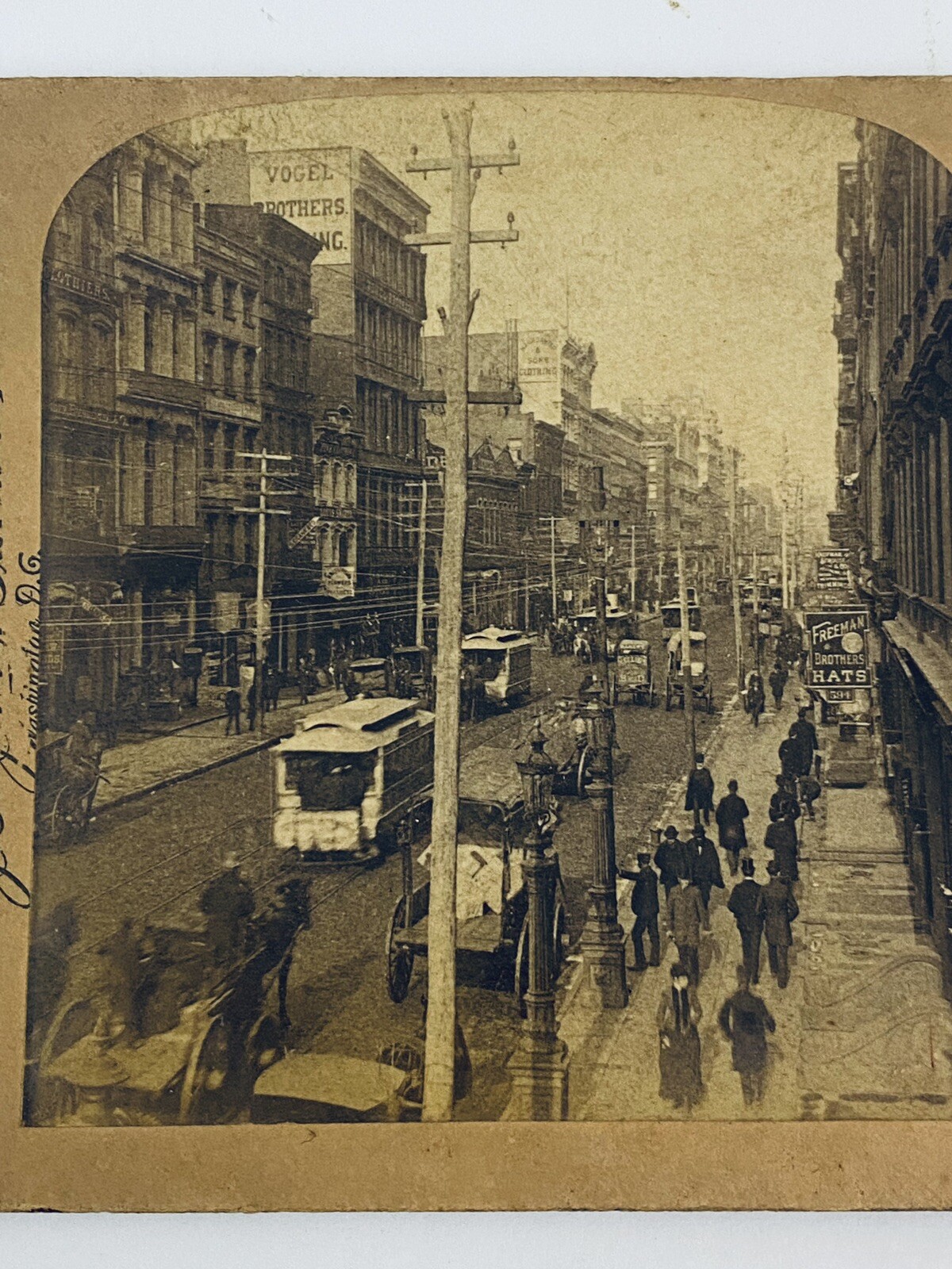 1852-1895 Stereoview Metropolitan Hotel Broadway New York Trolley Stores Fashion