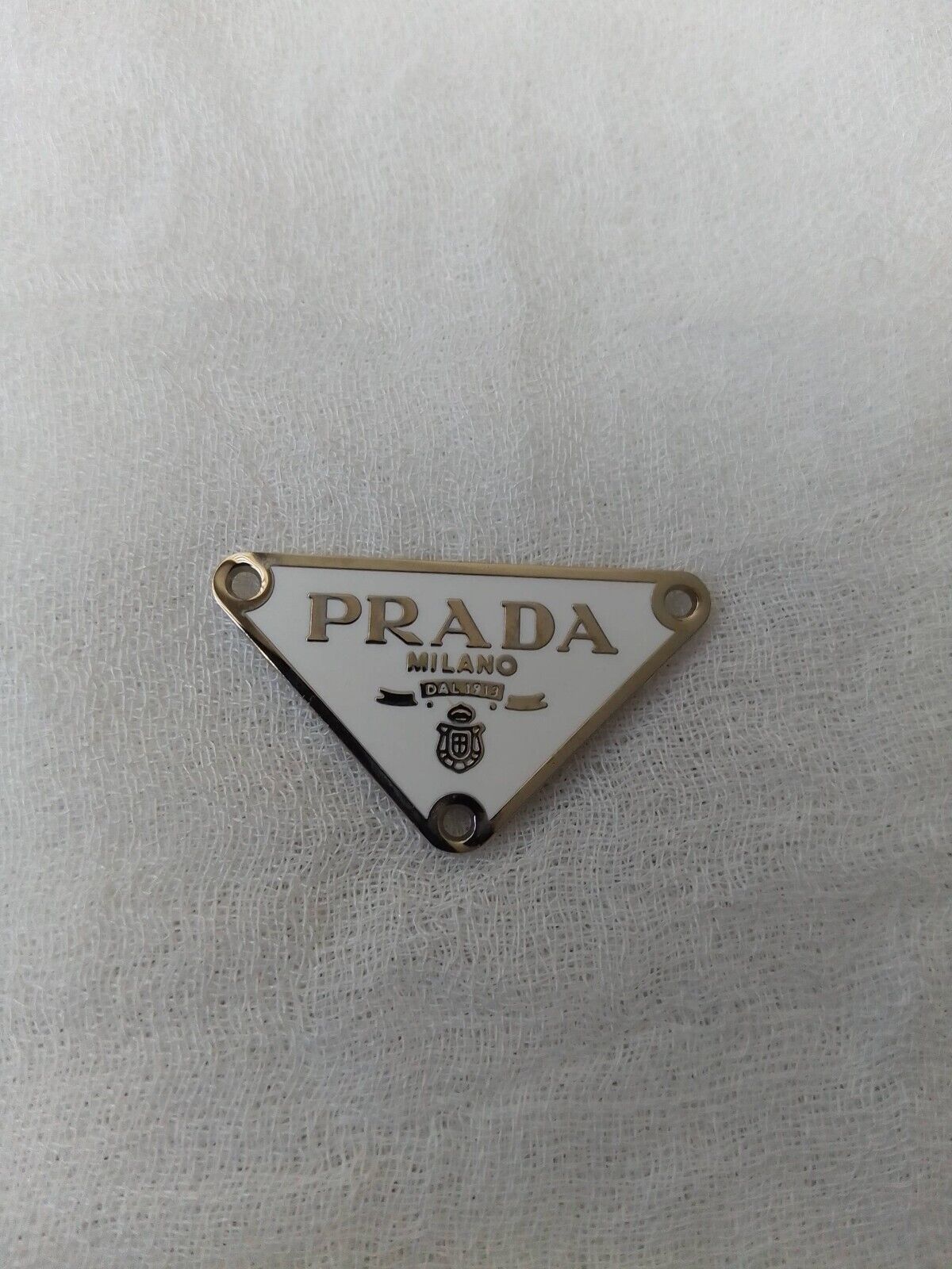 Prada 38mm  Logo Triangle white  and Silver Button Pendant Zipperpull