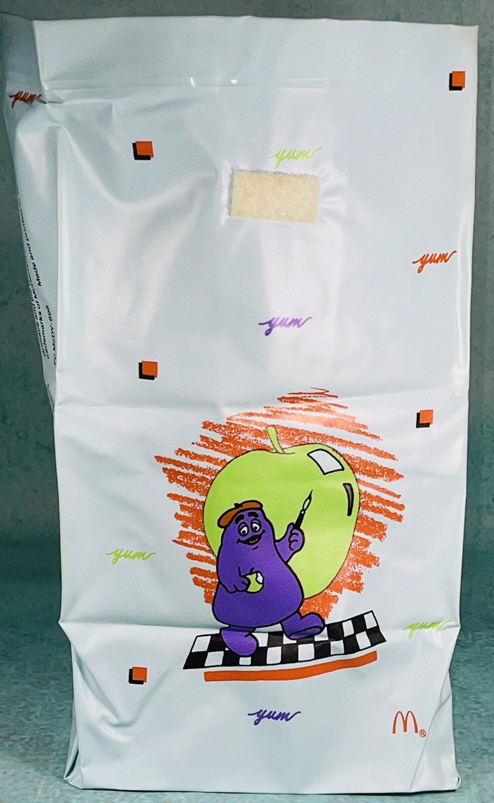 1988 McDonald's Vinyl GRIMACE Happy Meal Lunch Bag NEW OLD STOCK  NEVER USED