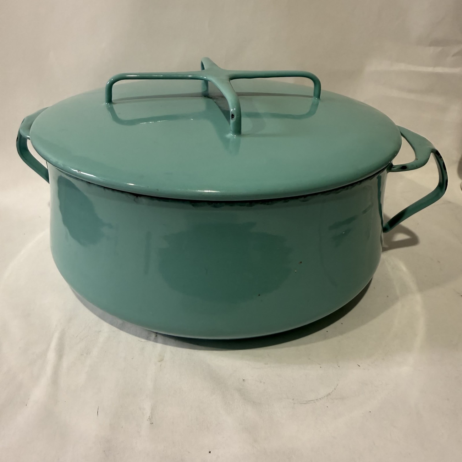 Vintage Dansk Kobenstyle Turquoise Dutch Oven Lid Denmark IHQ Enamel