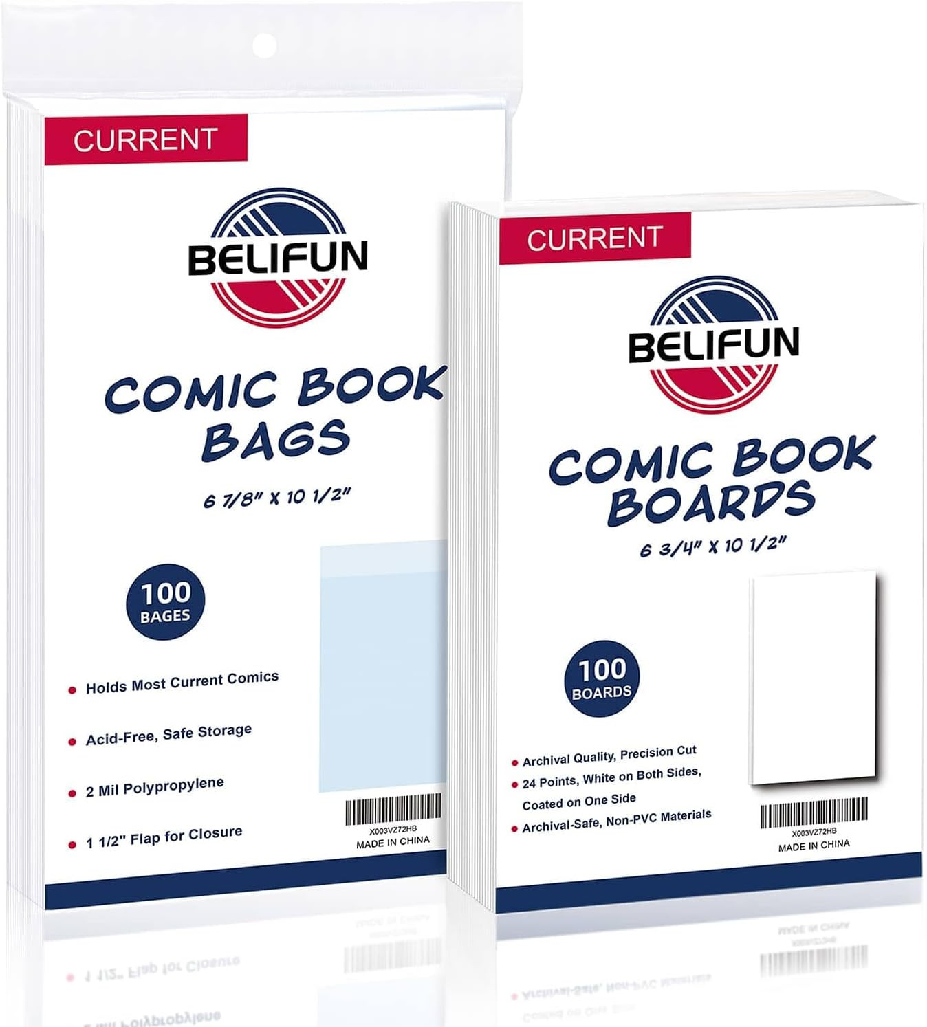 100ct Current Comic Bags and Boards - Reusable Boards, Bags 1 1/2\