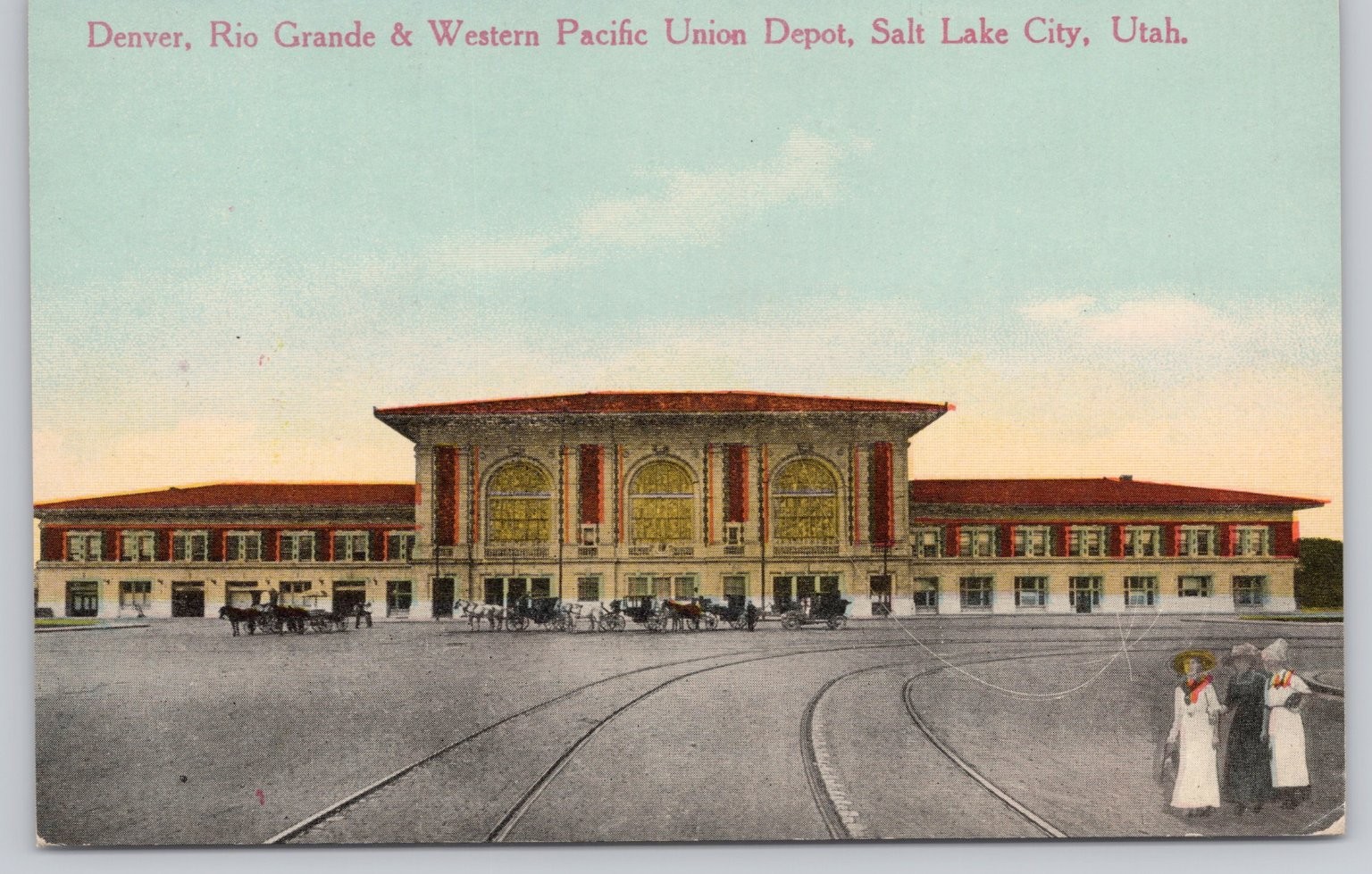 Vintage Denver Rio Grande Western Pacific Union Depot Salt Lake City Postcard