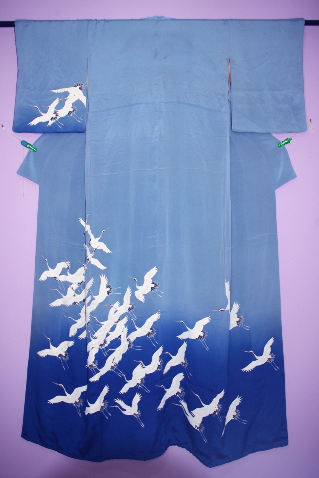 Plus size Geisha\'s Hikizuri Susohiki Silk Vintage Japanese Kimono US SHIP