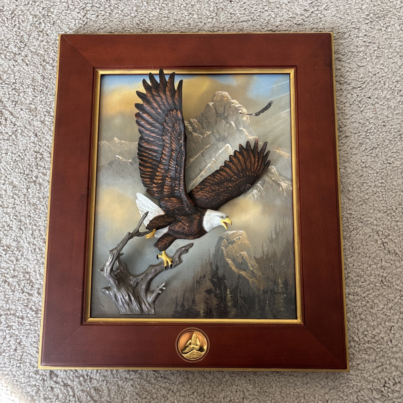 FRANKLIN MINT MONARCH OF THE SKIES EAGLE BY TED BLAYLOCK 3D W CERTIFICATION