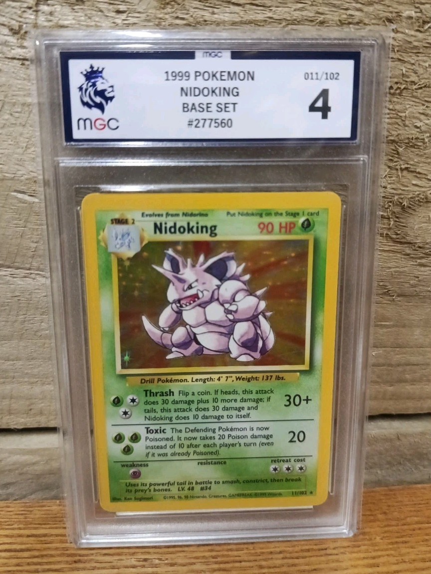 Nidoking 011/102 Base Set Holo Graded Card RARE - MGC 4 - Pokémon TCG 1999