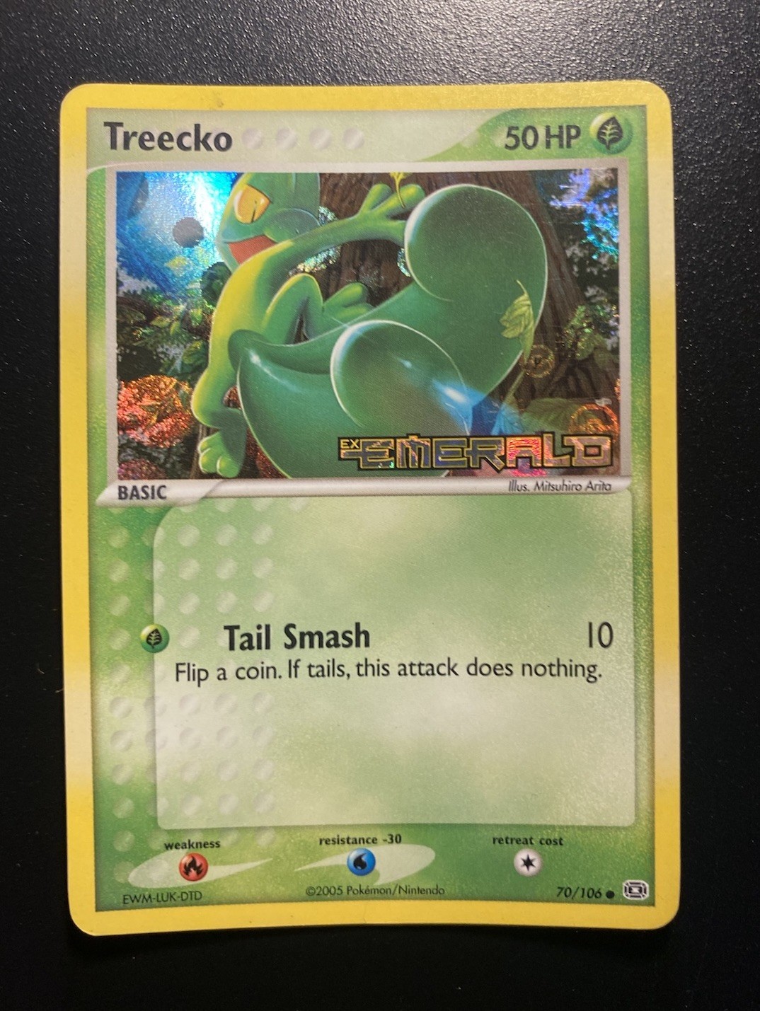 Pokemon Card-Treecko-Holo-Ex Emerald 70/106-STAMPED-ENG-Good