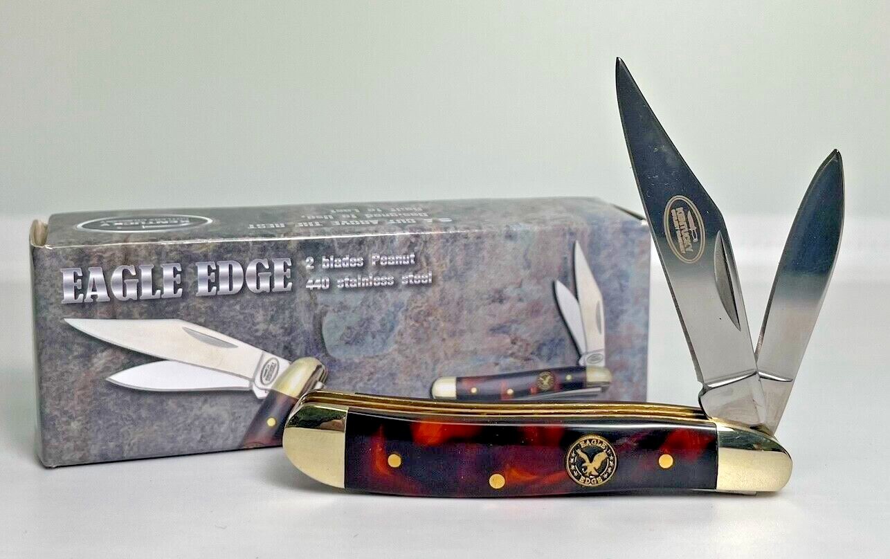 NEW COLORS - EAGLE EDGE Pocket Knife, Small Peanut Style - TWO Blade, 2.75