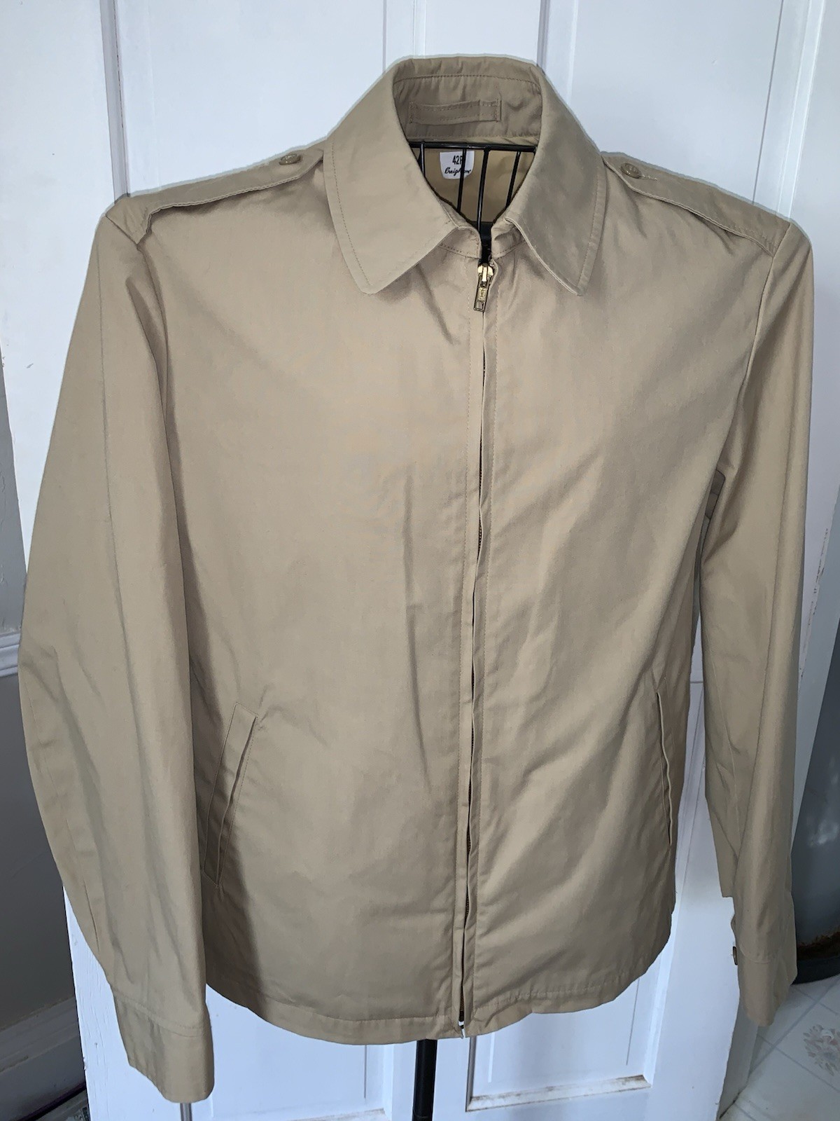  Vintage Creighton US Navy Windbreaker Jacket W/ Liner 42R Tan Military Coat