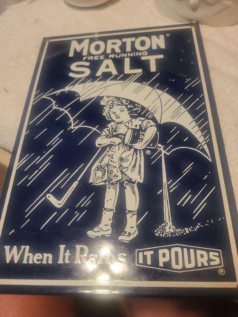 Vintage Morton Salt Advertising Tin Sign
