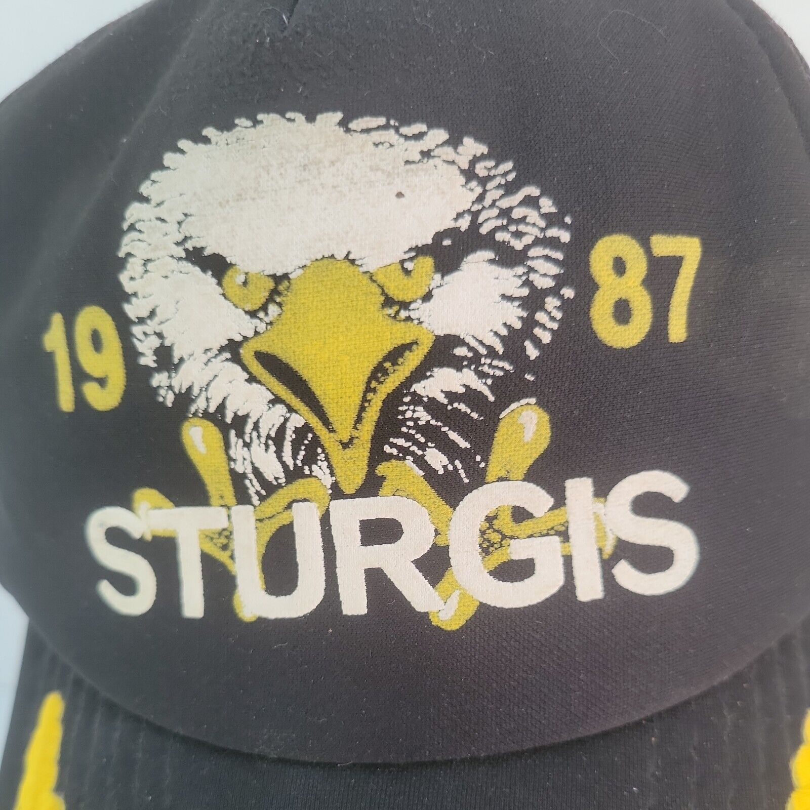 Vintage 1987 Sturgis South Dakota Motorcycle Rally Black Truckers Cap