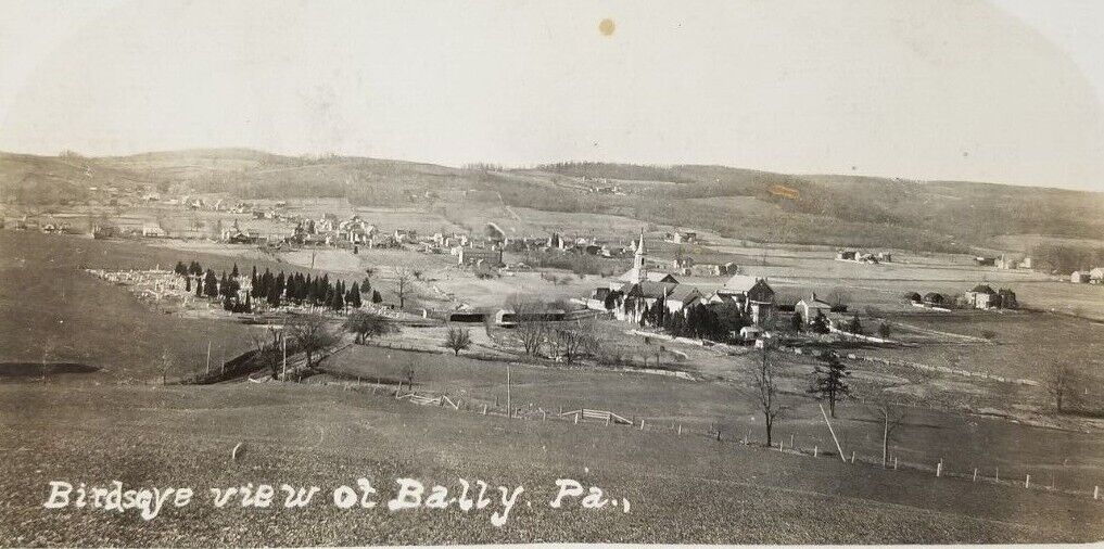 Postcard Real Photo Church Farms Birdseye View of Bally Pennsylvania 1910