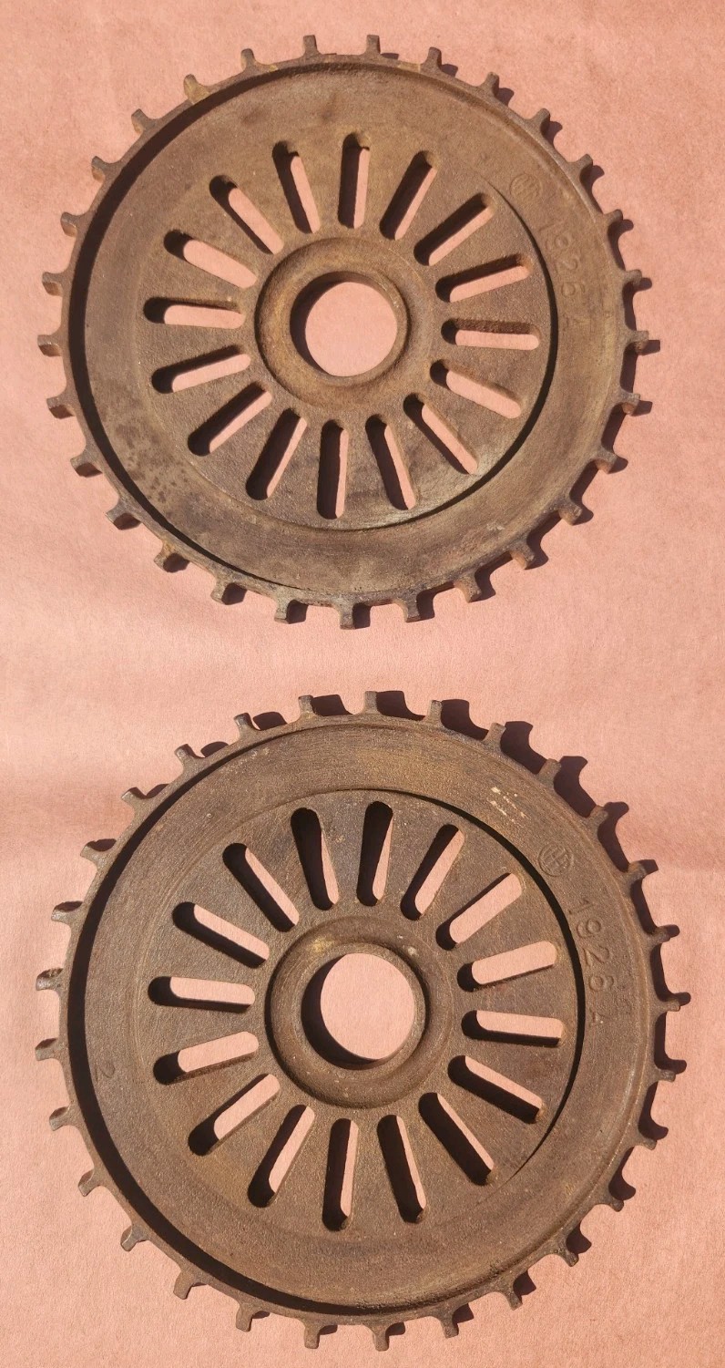 Pair Vintage International Harvester McCormick 1926A Cast Iron Seed Plates