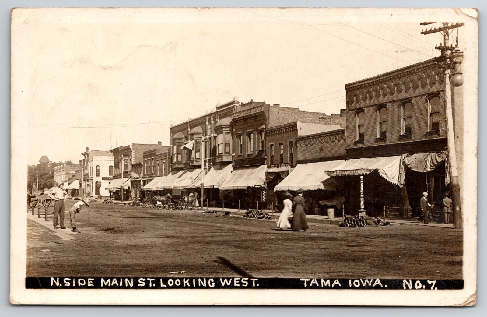 Tama Iowa North Side Main Street Stores Restaurant Real Photo RPPC
