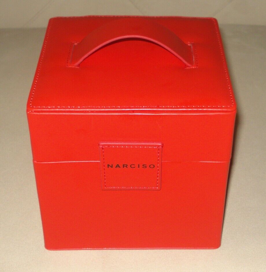 NARCISO RODRIGUEZ RED LEATHER VANITY BOX 6” x 6”