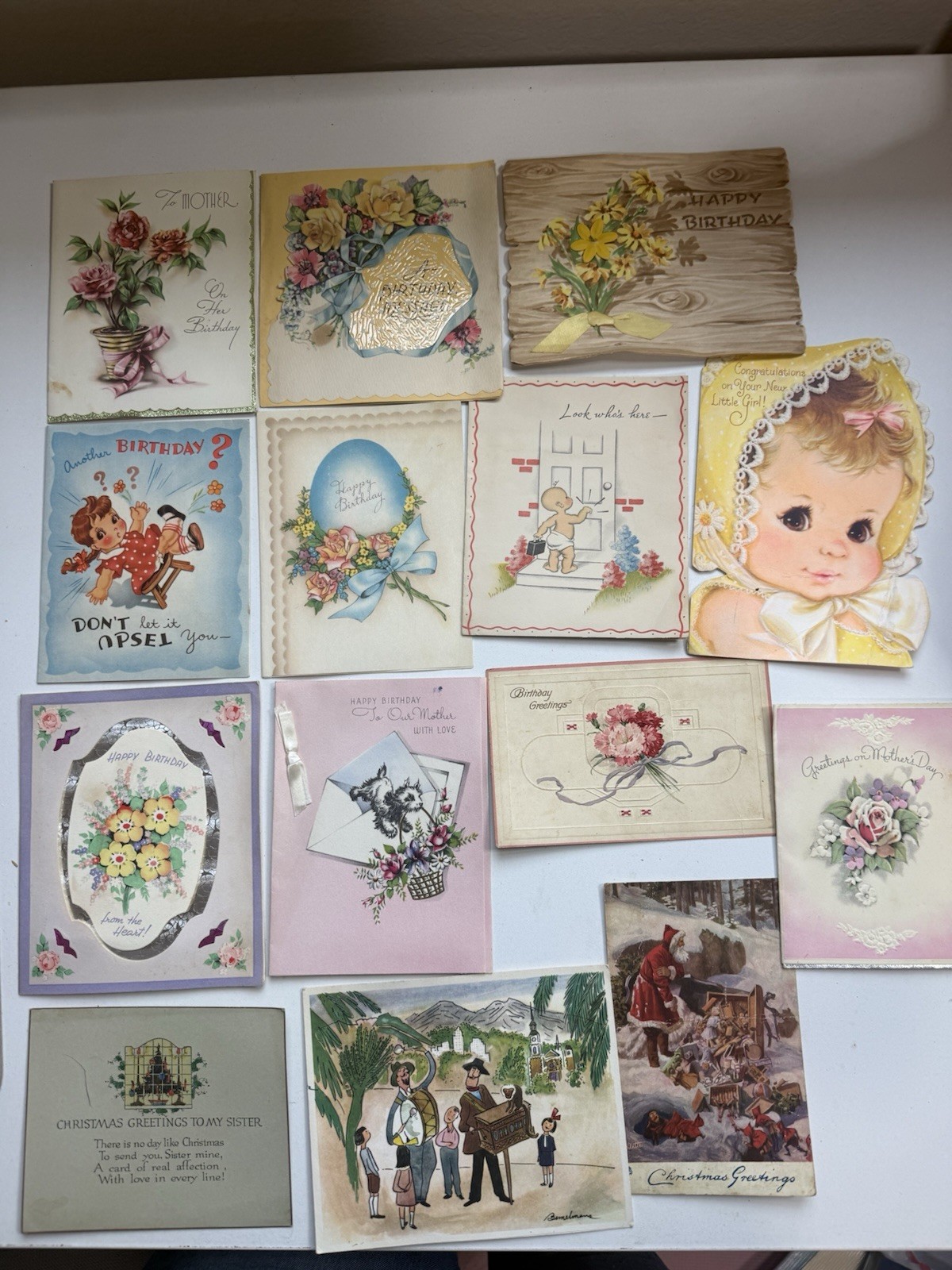 Vintage 1940s 1950s Greeting Cards Lot Birthday Christmas Mother Norcross