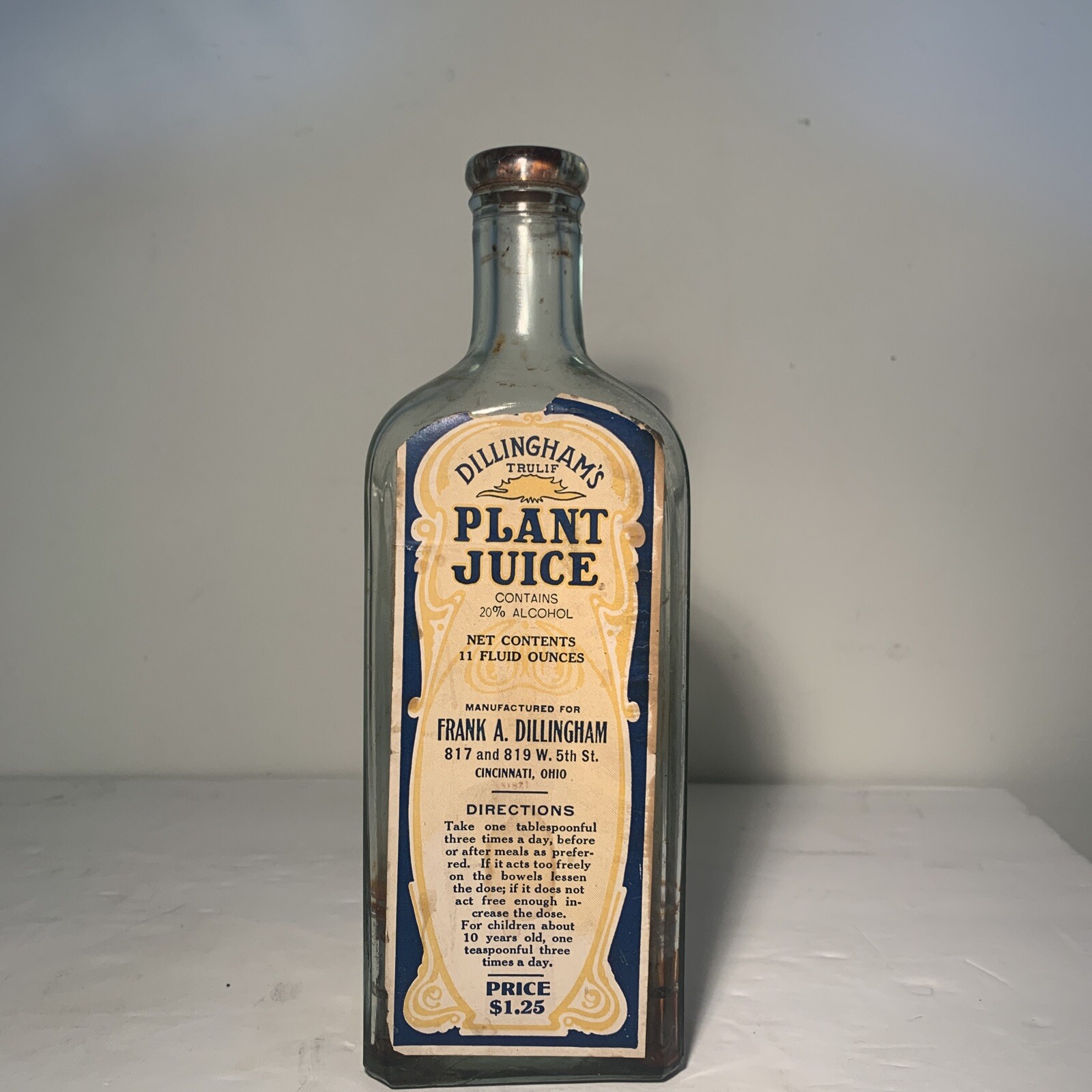 Vintage Dillingham\'s Trulif Plant Juice Botttle
