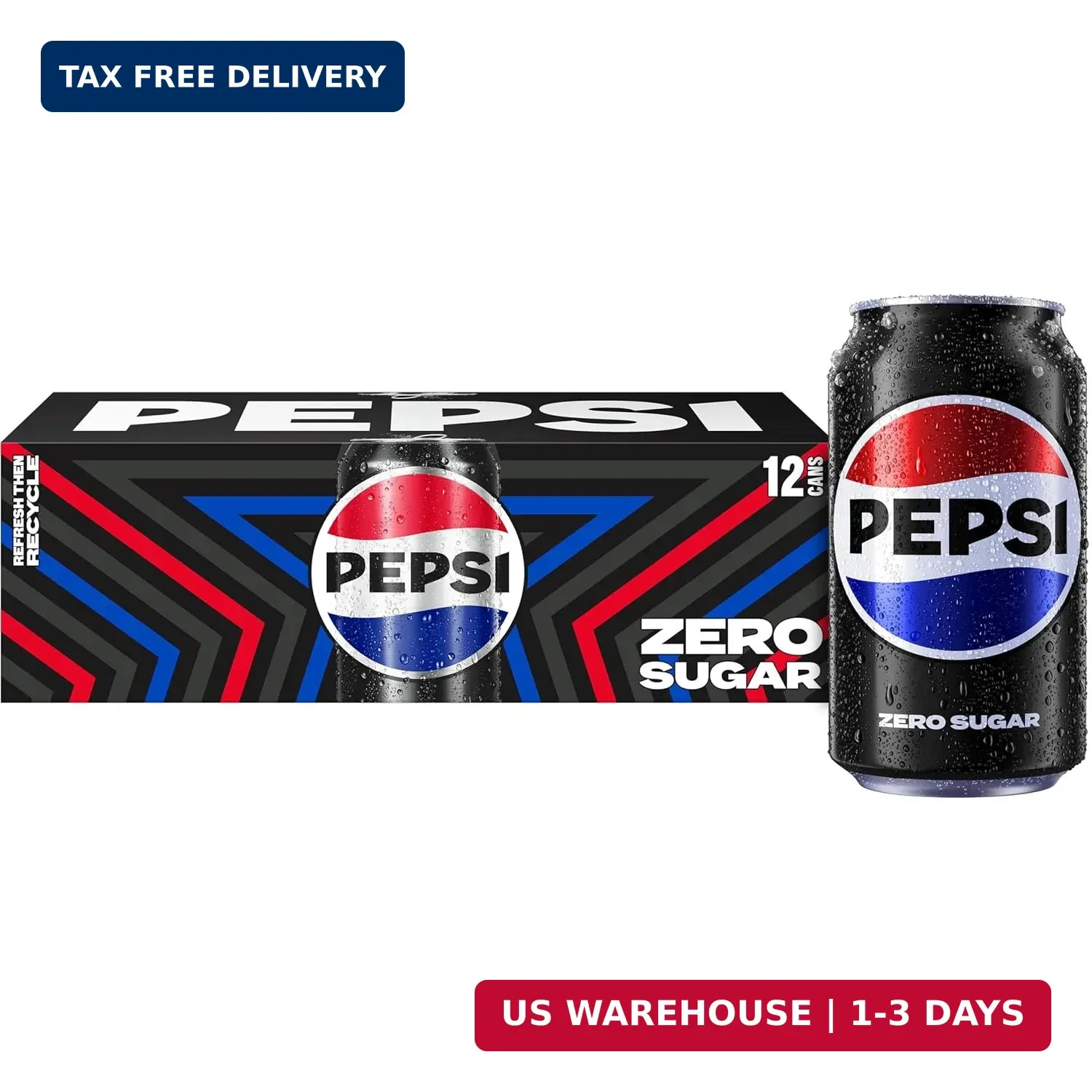 Pepsi Zero Sugar Cola Soda, 12 Fl Oz Cans (Pack of 12)