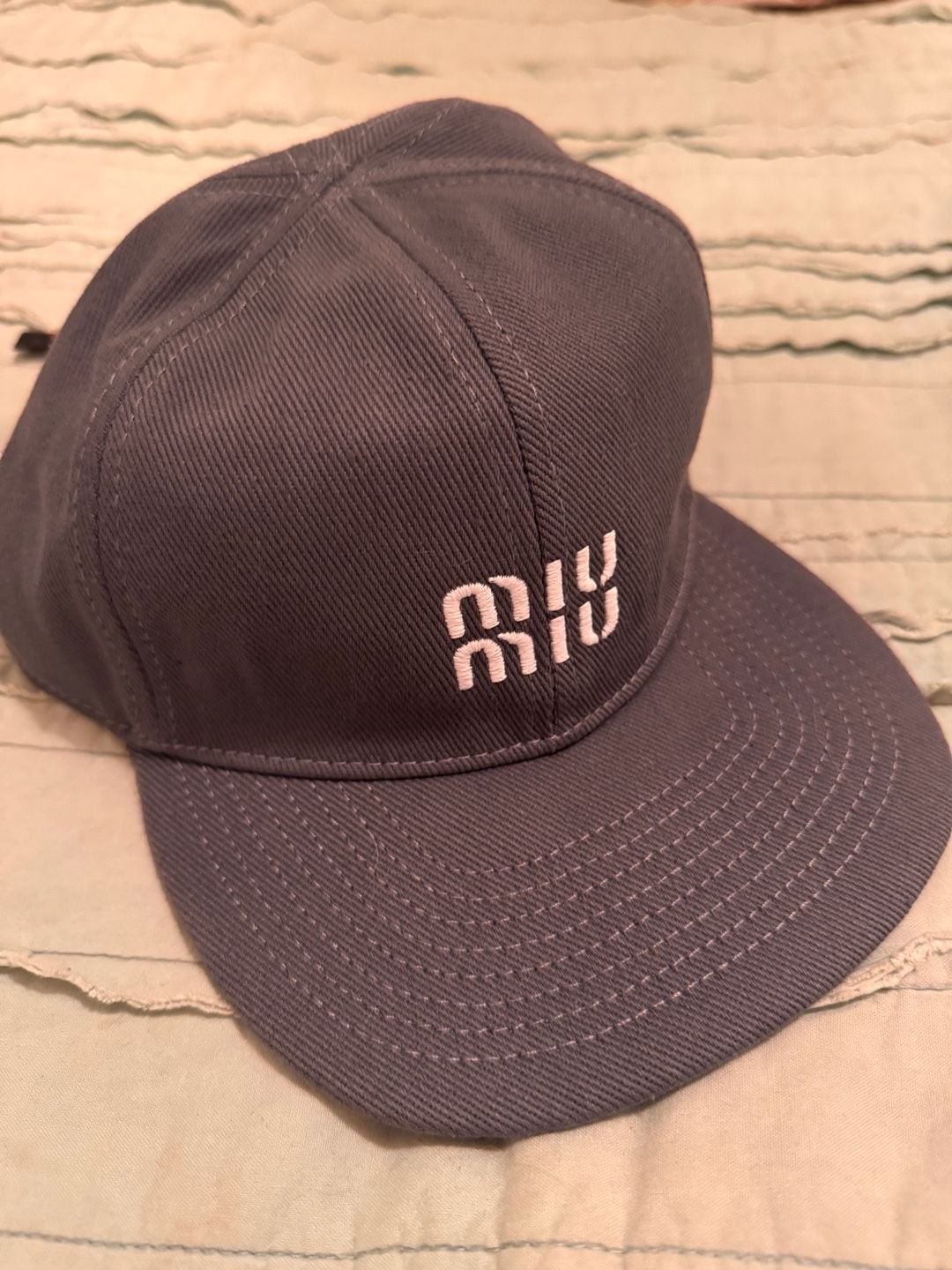 Miu Miu Drill Baseball Cap 5HC179 Gray