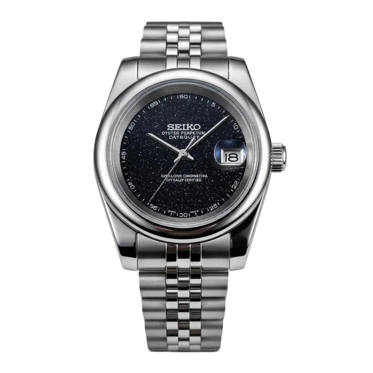 Seiko Mod Datejust Black Stardust galaxy Dial for Men Lover's Simple Watches