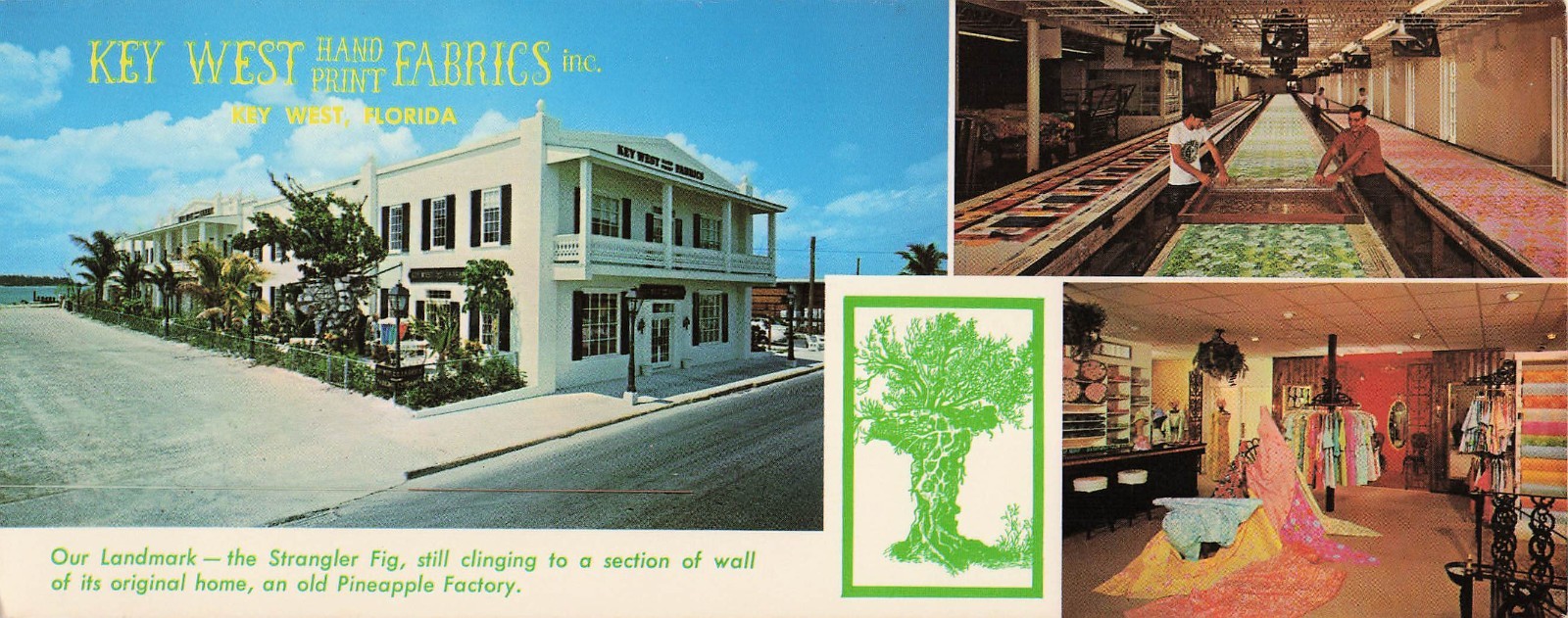 Key West Hand Print Fabrics store FL Florida Interior 3.5x9 Postcard CVL03