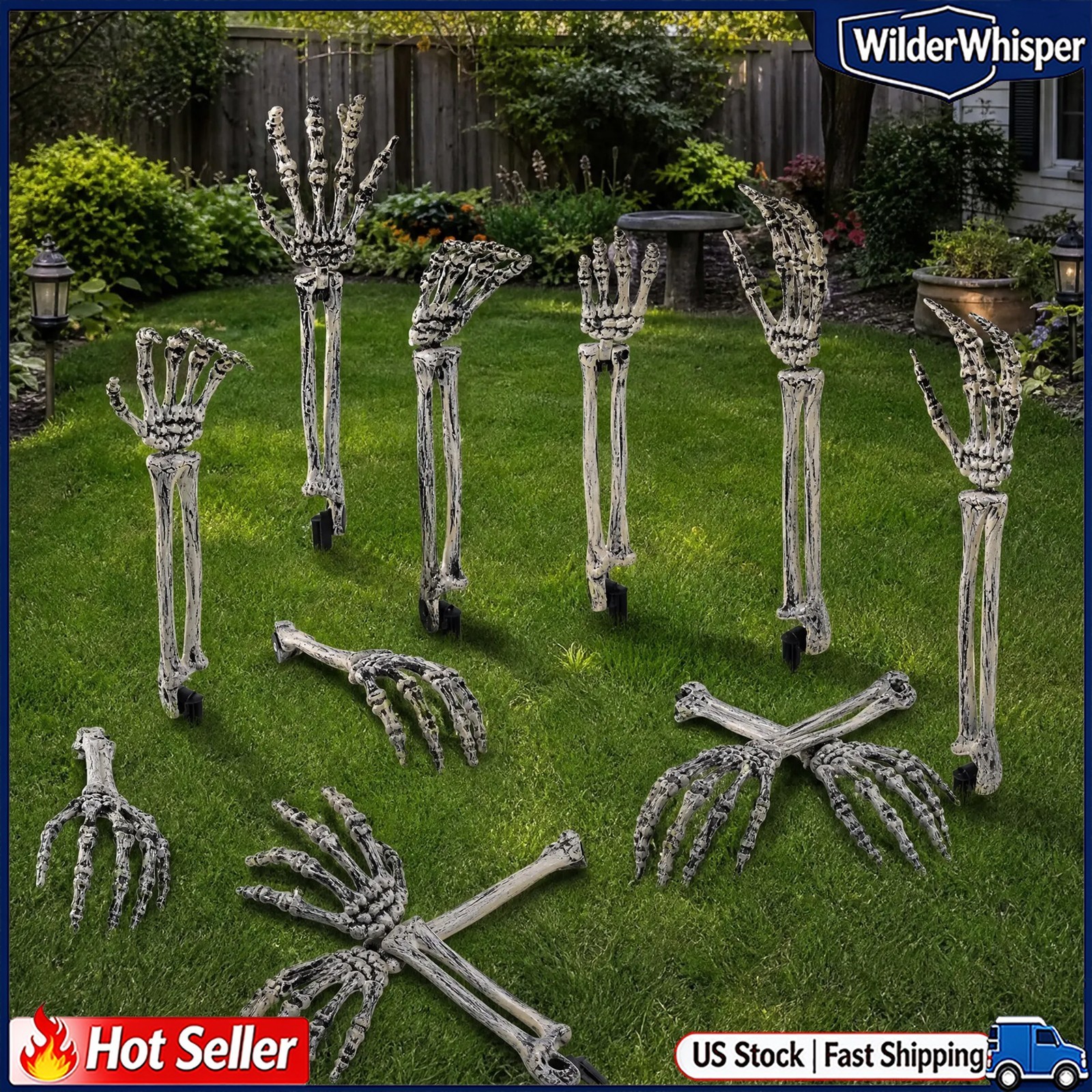6 Pairs Skeleton Hand Yard Stakes – Halloween Skeleton Arm Outdoor Decor