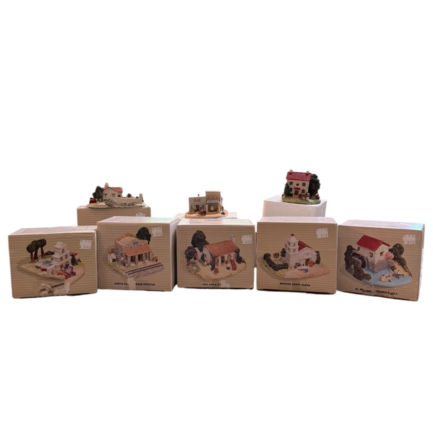 Vintage 1994 Pueblo Encantado Collection Southwest Village Lot of 8 Boxed