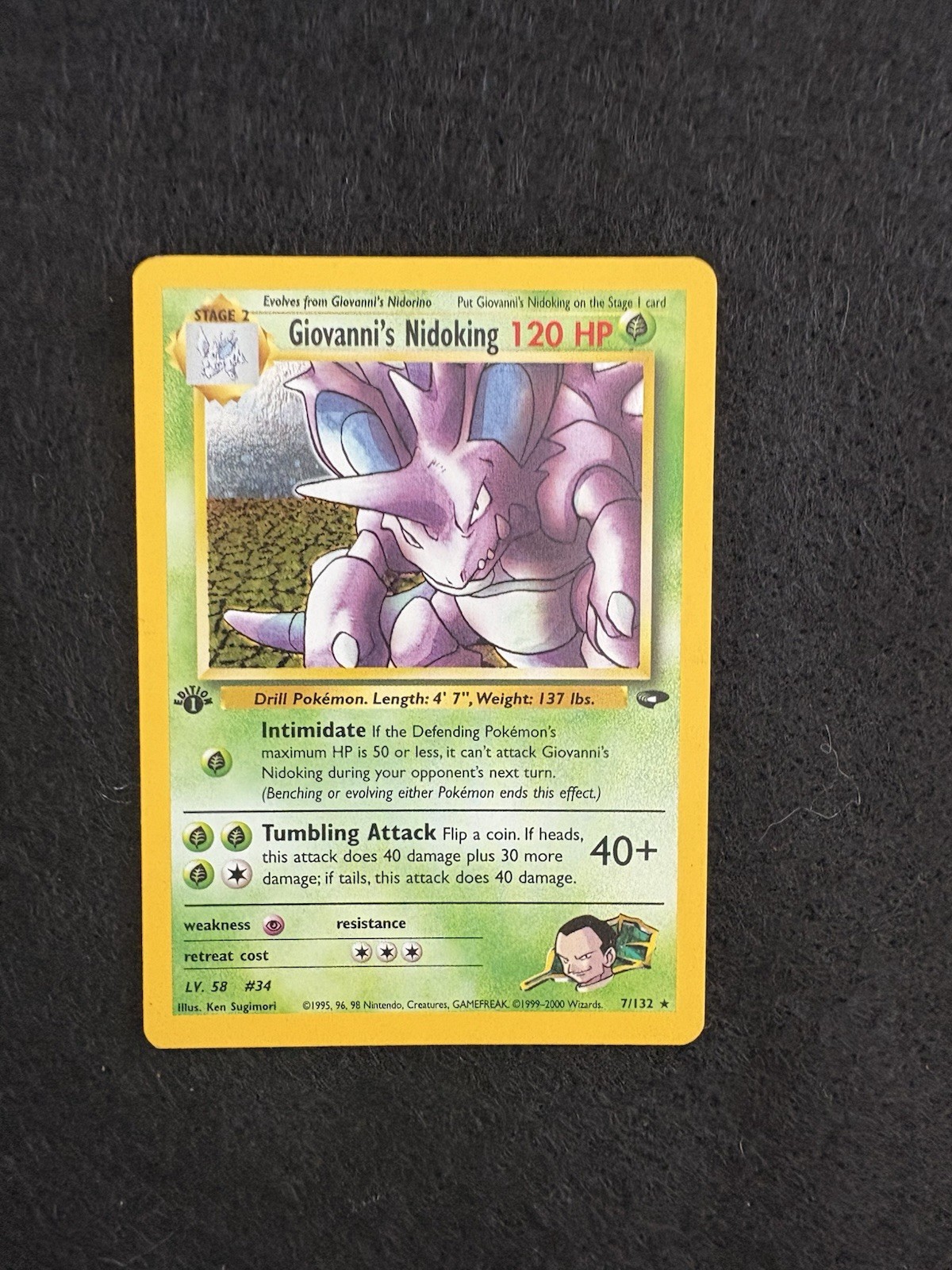 Giovanni's Nidoking 7/132 Gym Challenge Holo Rare WOTC