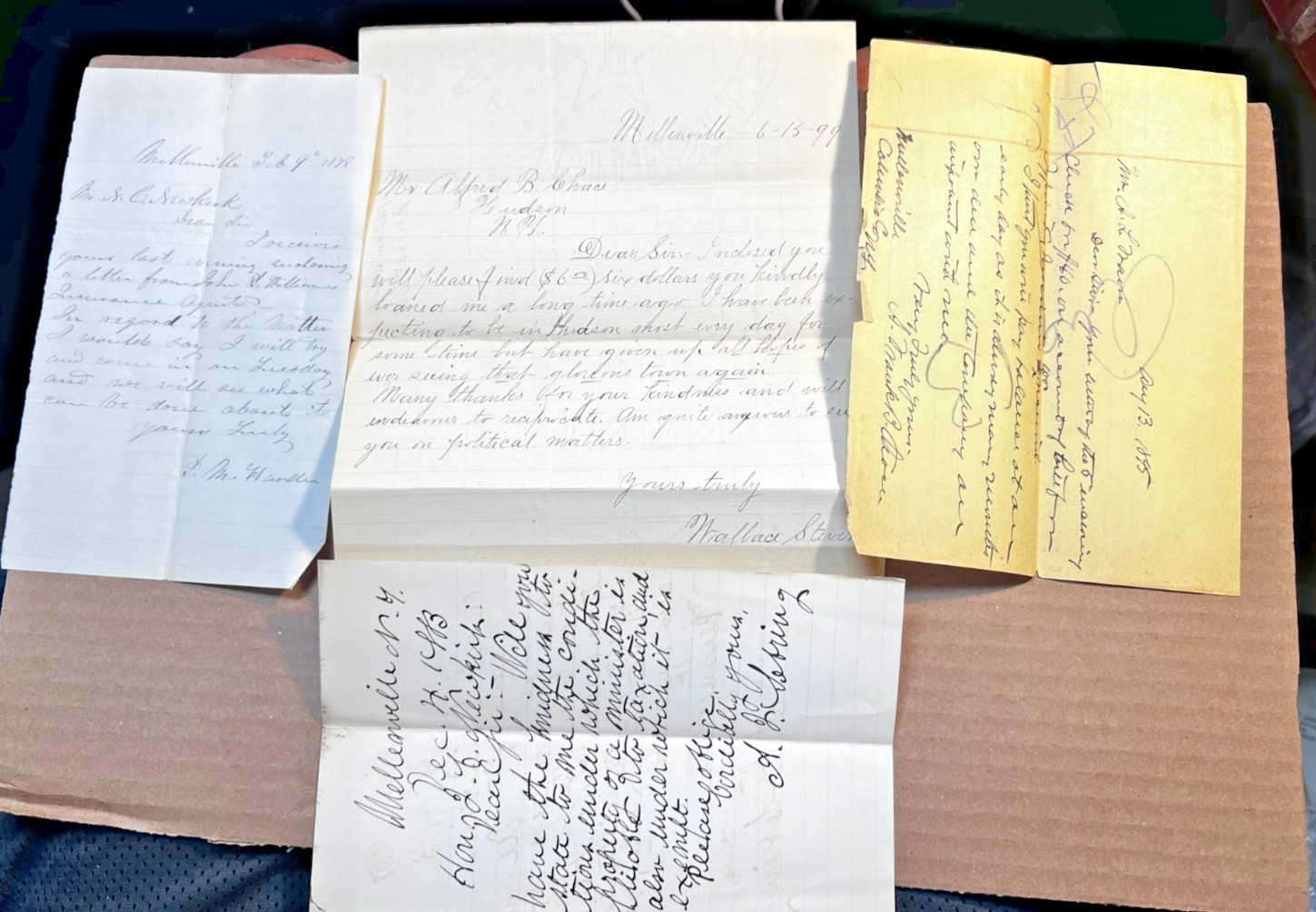Lot of 4 Mellenville NY Handwritten 1883-1899 Signed Legal Letters