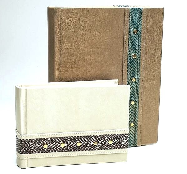 RARE - R&Y Augousti Paris Metallic Leather & Cobra Studded LG Photo Album NWT