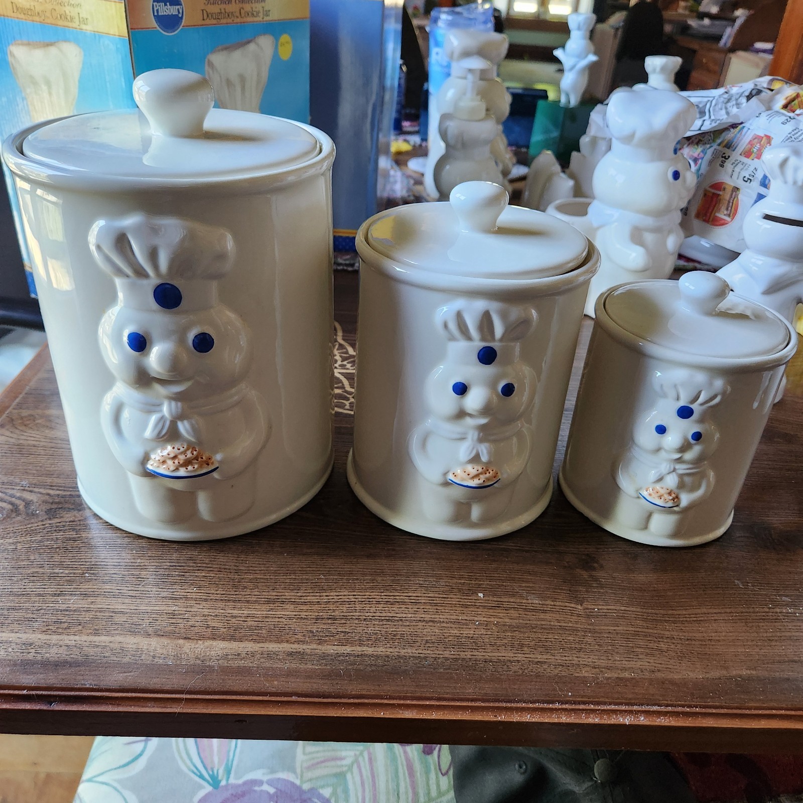 Pillsbury Doughboy 3 Piece Canister Set in original Box 1999 NEW SEE DESCRIPTION