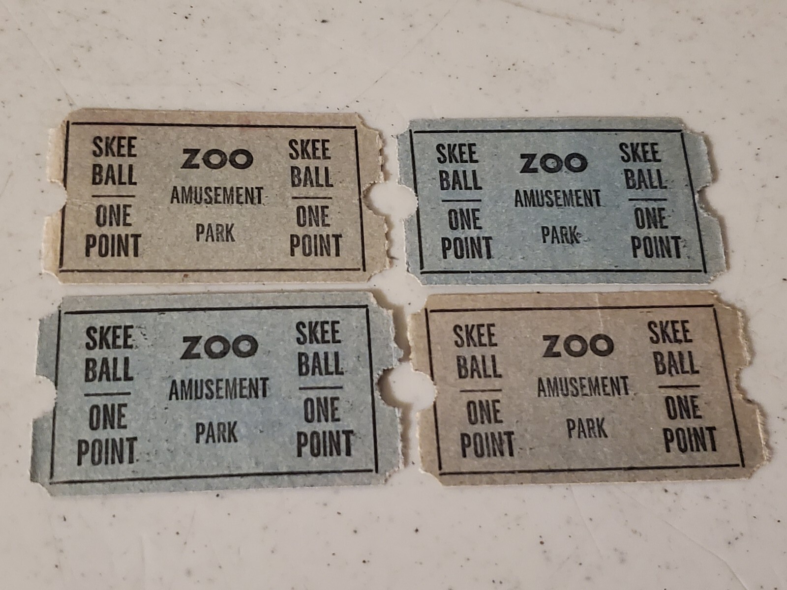 4 Lot Super Rare Vintage Original Zoo Amusement Park Skee Ball One Point Tickets