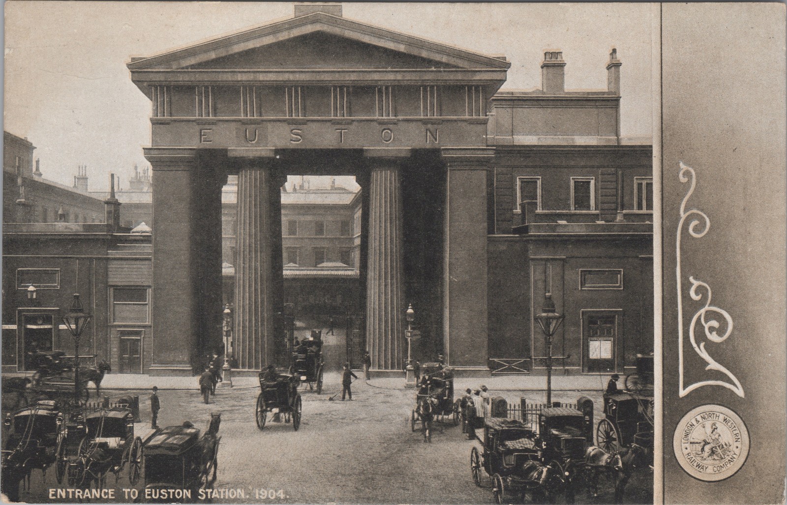 Euston Station Entrance London Postcard 1905 L&NWR Railway Euston Arch