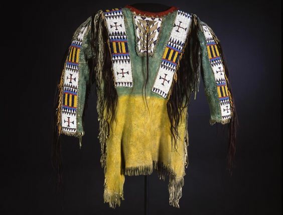 Handmade Buckskin Suede War Shirt Regalia w/ Fringe & Beaded Powwow SXS197