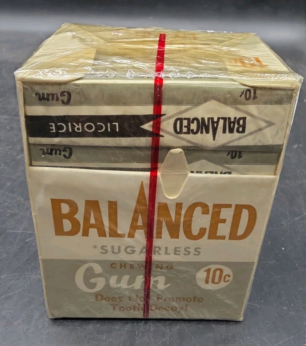 Vintage 1962 20 PACKS Balanced Licorice Chewing Gum Unopened Made IN USA RARE 