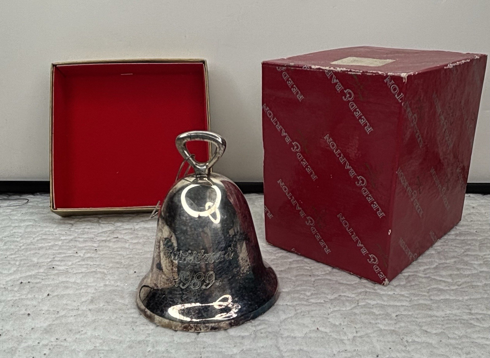 Vintage 1989 Reed & Barton Silverplated Christmas Bell Ornament With Box