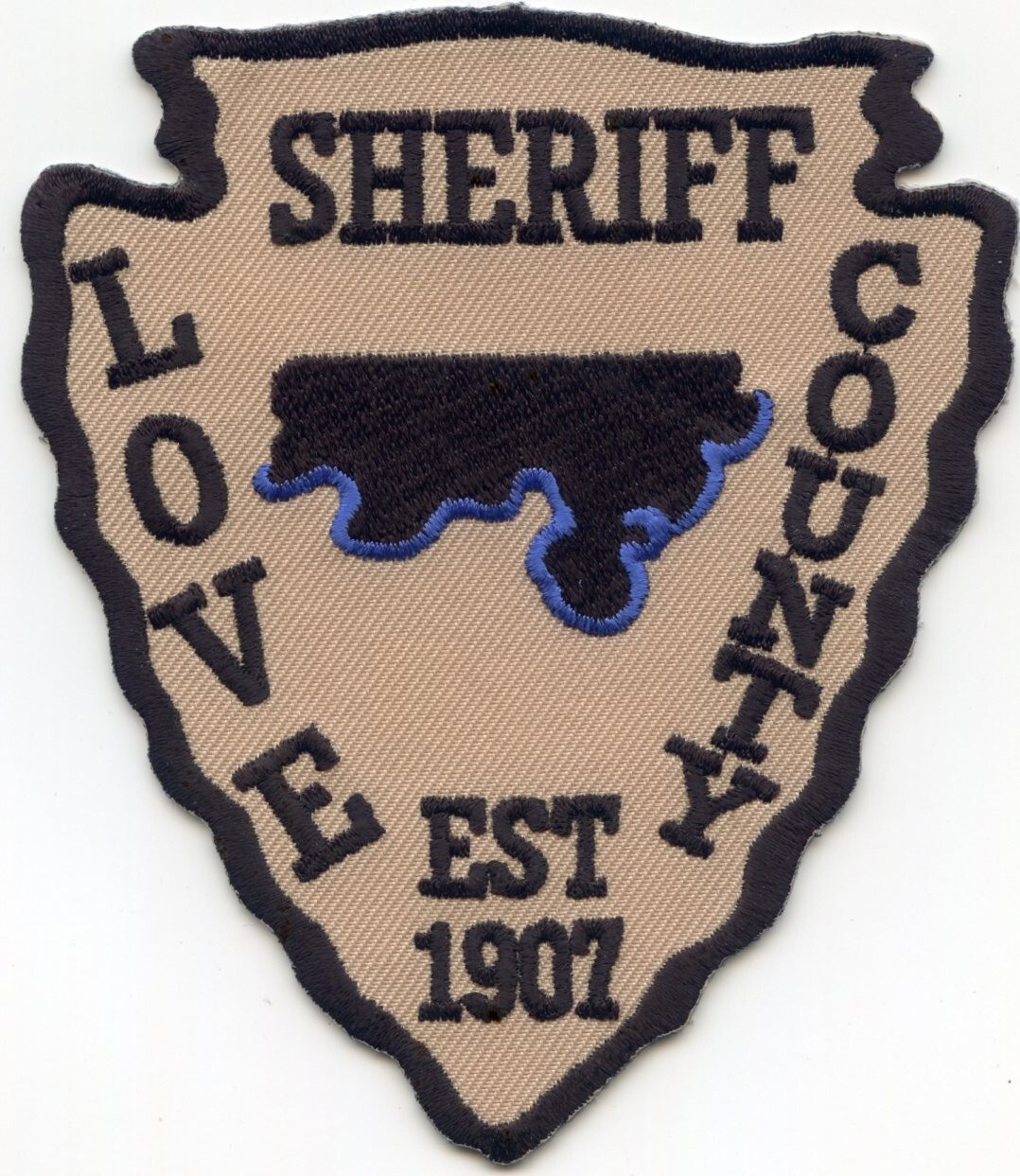 LOVE COUNTY OKLAHOMA Indian Arrowhead SHERIFF POLICE PATCH LOVE COUNTY OKLAHOMA Indian Arrowhead SHERIFF POLICE PATCH