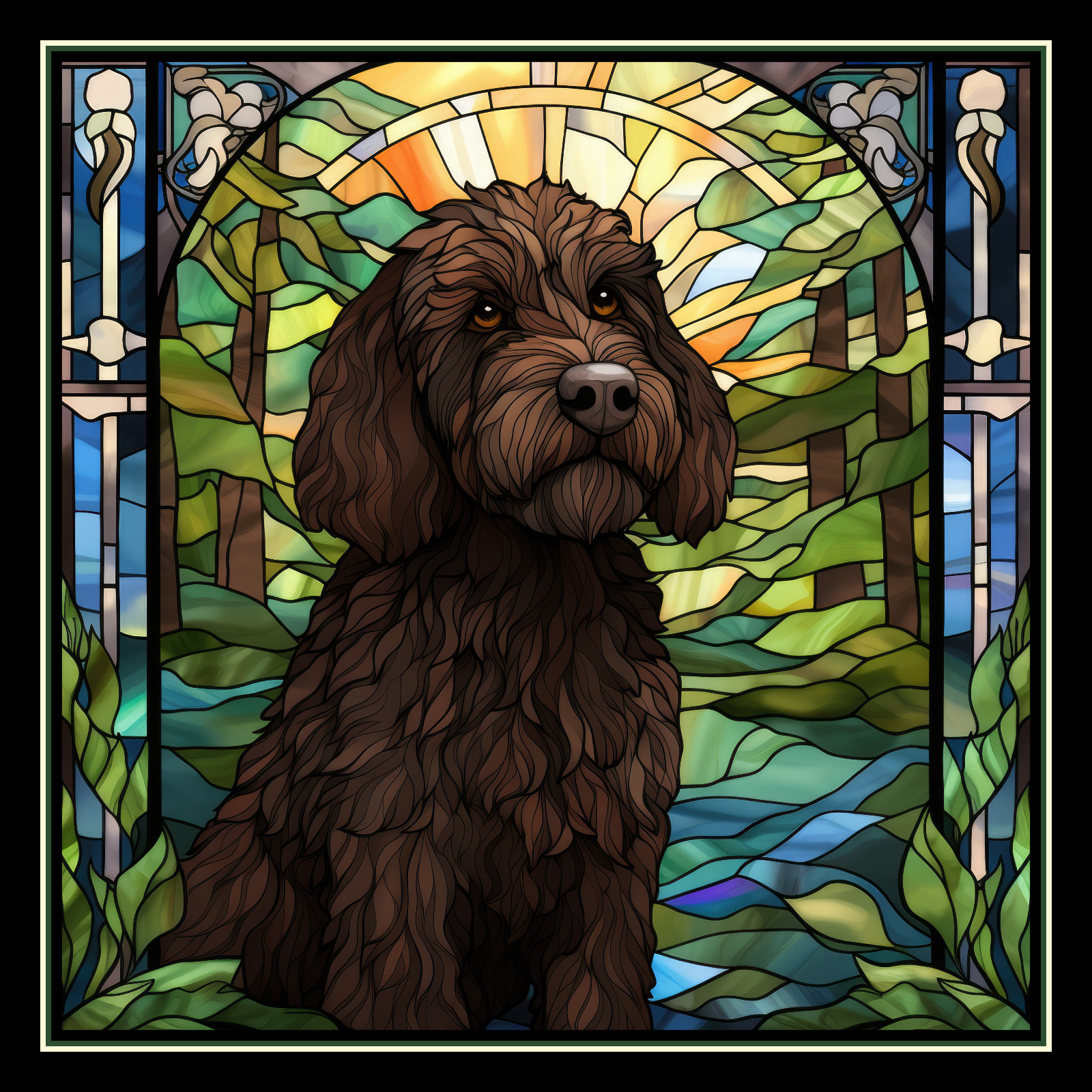 Black Labradoodle Dog Large Refrigerator Magnet
