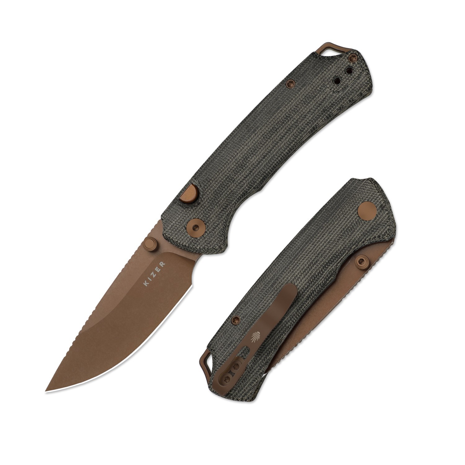 Kizer T1 BD EDC Folding Pocket Knife Nitro-V Blade Micarta Handle V3490.2BA2