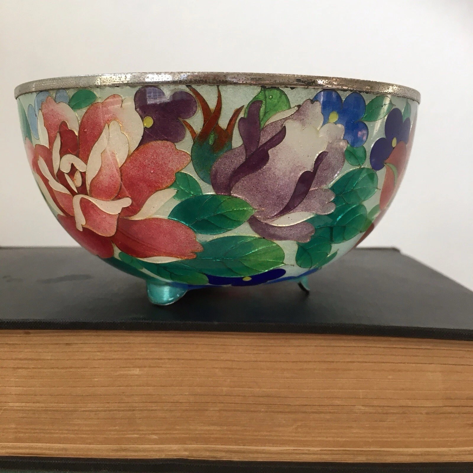 Vtg Japanese  plique a jour bowl