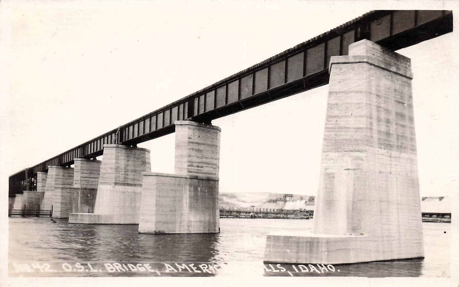 RPPC American Falls Idaho Dam Railroad Train Bridge Photo Vtg Postcard H3