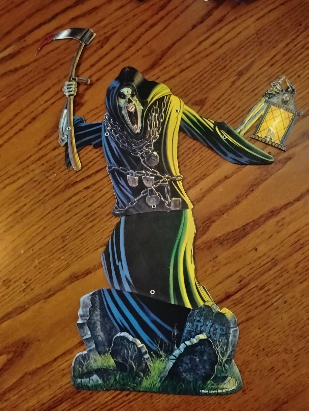 Amscan Ron Lewis GRIM REAPER CUT OUT Decoration Vintage Die-cut HALLOWEEN VG