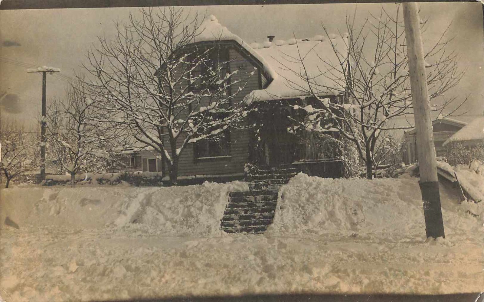 1909 Snow Covered House RPPC Alaska Yukon Pacific Expo Seattle Postmark Kansas